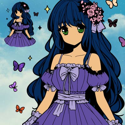 anime girl in a beautiful dress
