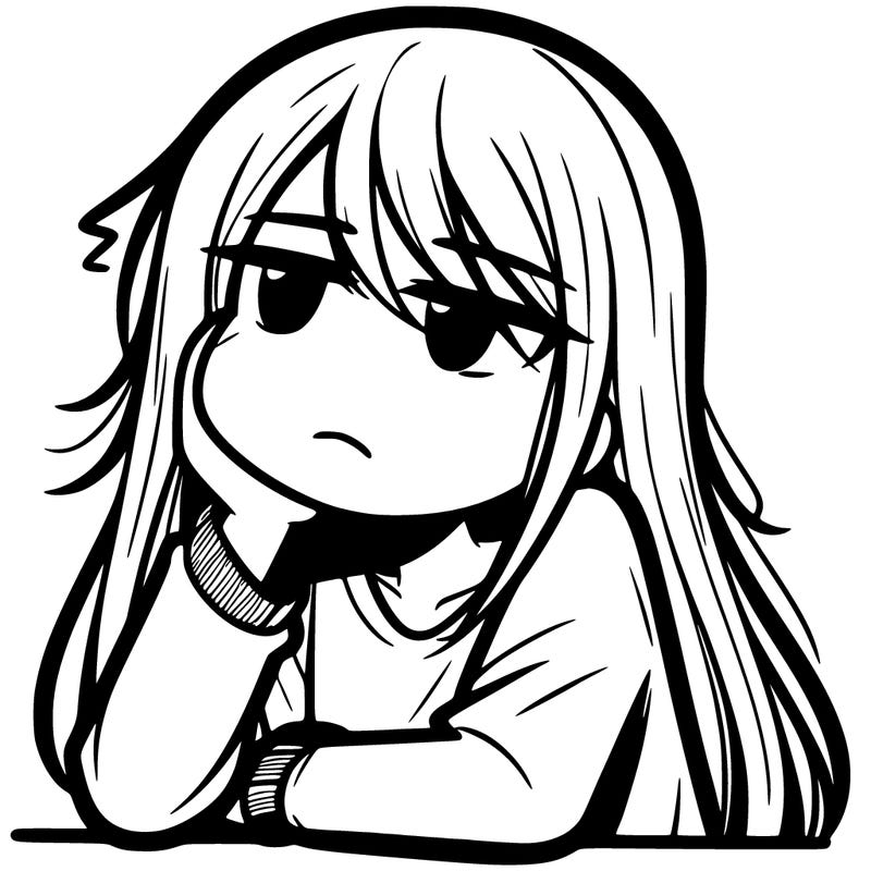 someone with long hair being bored