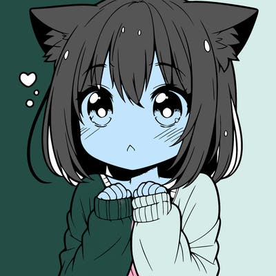 shy anime catgirl