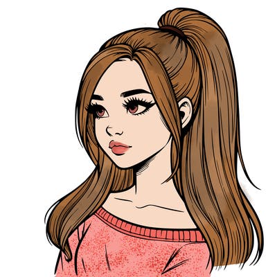 realistic girl with a high ponytail