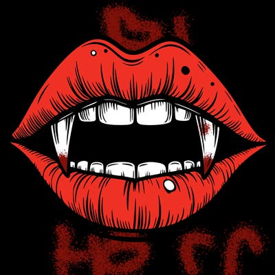 lips with vampire teeth