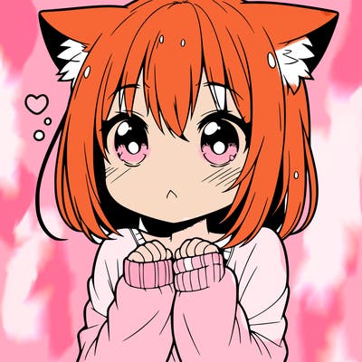 shy anime catgirl