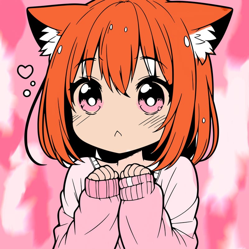 shy anime catgirl