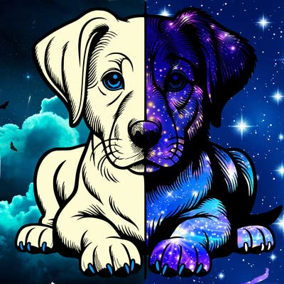 realistic dog split picture