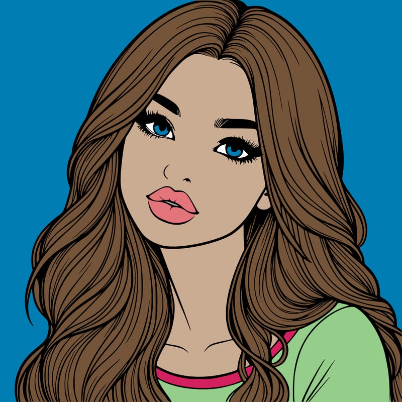 realistic girl with hair on her hair and lips