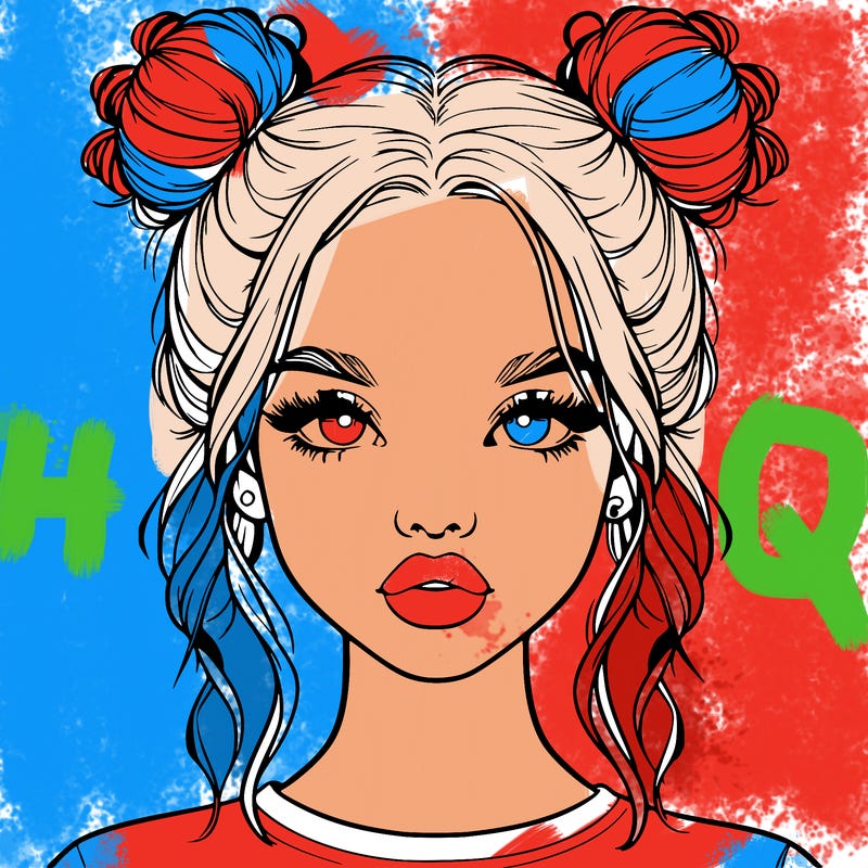realistic girl with two buns in hair and lips