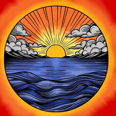 realistic sunset