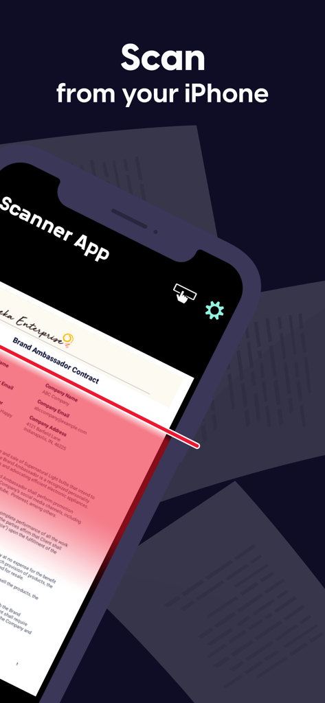 iPhone scannt einen Markenbotschaftervertrag mit der Scanner App