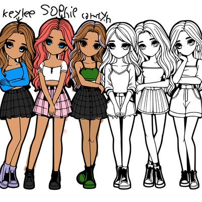 a group of girls realistic