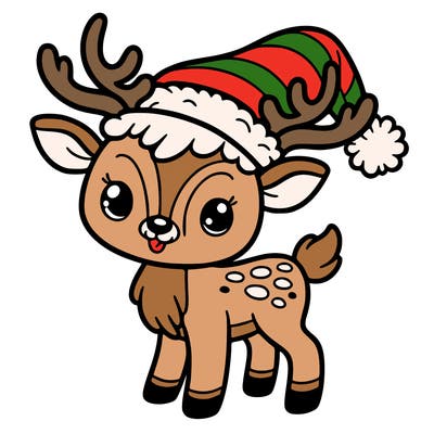 christmas reindeer with santa hat
