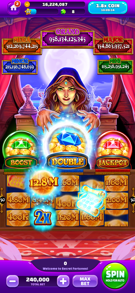 Golden Mango Casino Slot Games - Mystical fortune teller slot machine gameplay in portrait mode with huge jackpot rewards