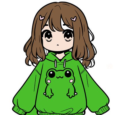 girl wearing frogging sweatshirt