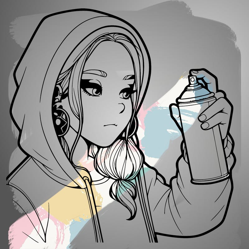 a realistic girl, spray painting