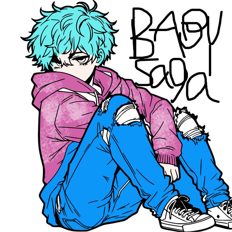a male hoddie ripped jeans messy hair anime
