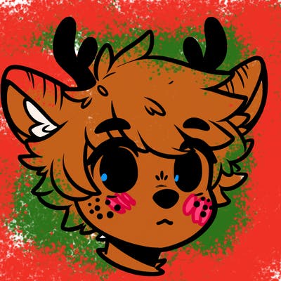 a humanoid deer with soft fluffy ears