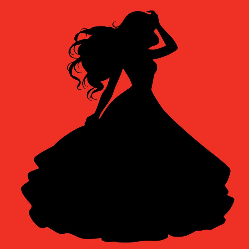 realistic woman with dress flowing in the wind