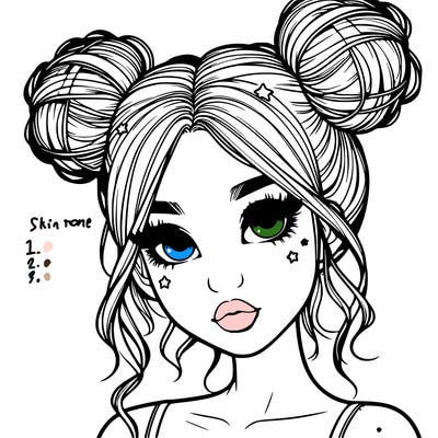 realistic girl with space buns