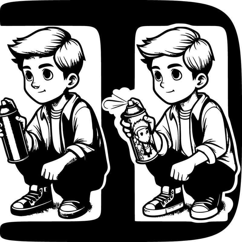 realistic boy spray painting