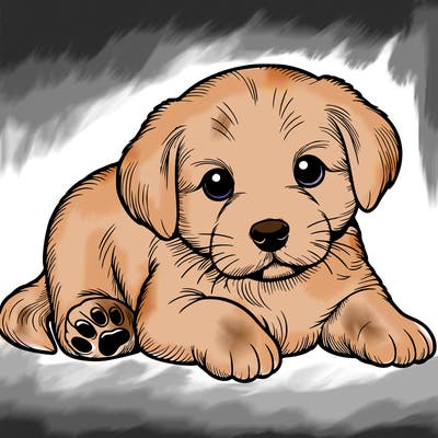 a cute realistic puppy