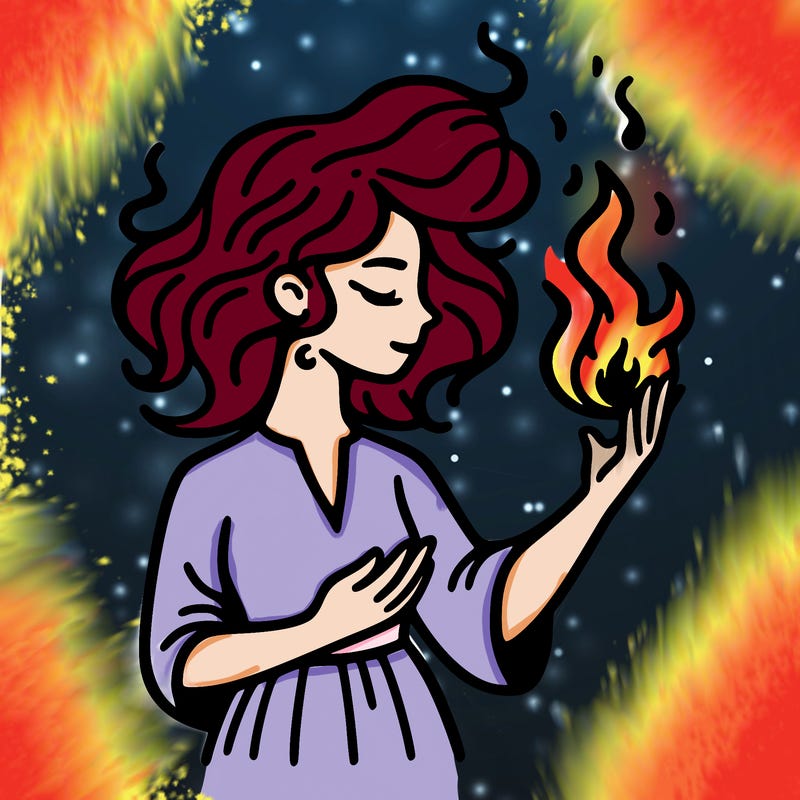 woman with fire