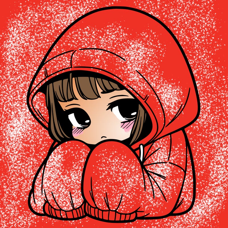 sad girl in oversised hoodie