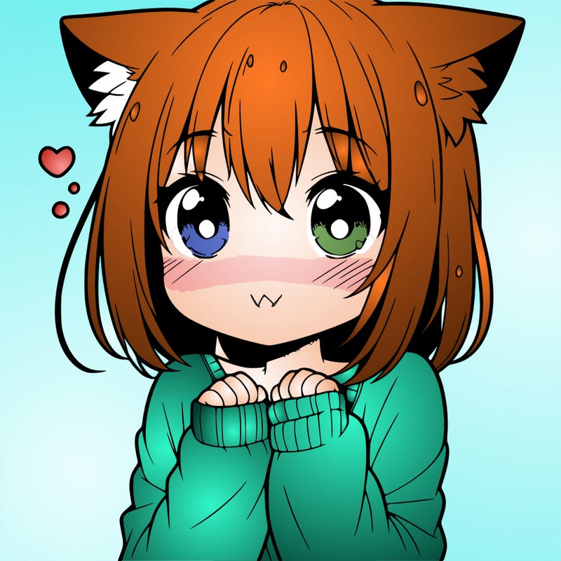 shy anime catgirl