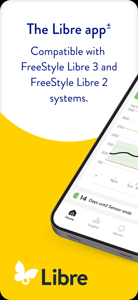 Libre by Abbott - Introductory screen of the Libre by Abbott app showing compatibility with FreeStyle Libre 2 and 3 systems