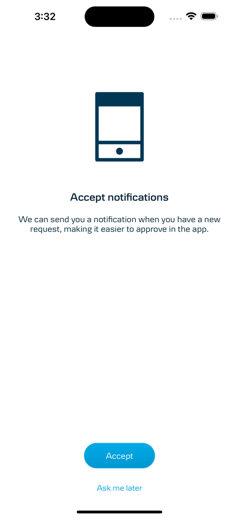 Danske ID - Danske Bank - Accept notifications screen in the Danske ID app for easier authentication approvals
