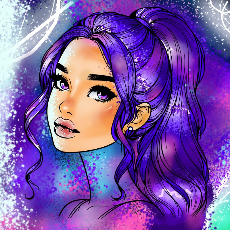 realistic girl with a ponytail on her hair and lips