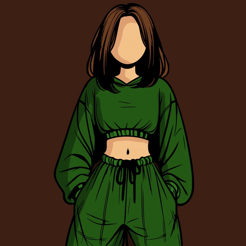 realistic girl faceless with baggy pants and a crop top