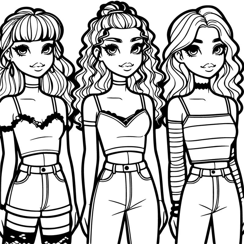 teenage girls with tight curls and wearing crop tops