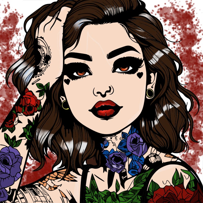 realistic girl with tattoos all over