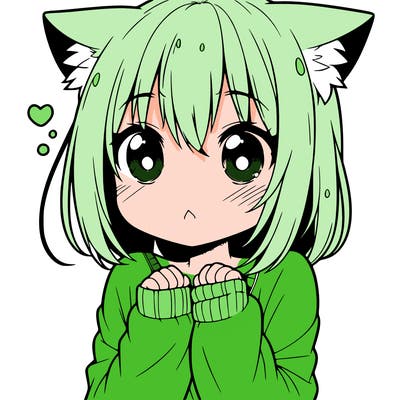 shy anime catgirl