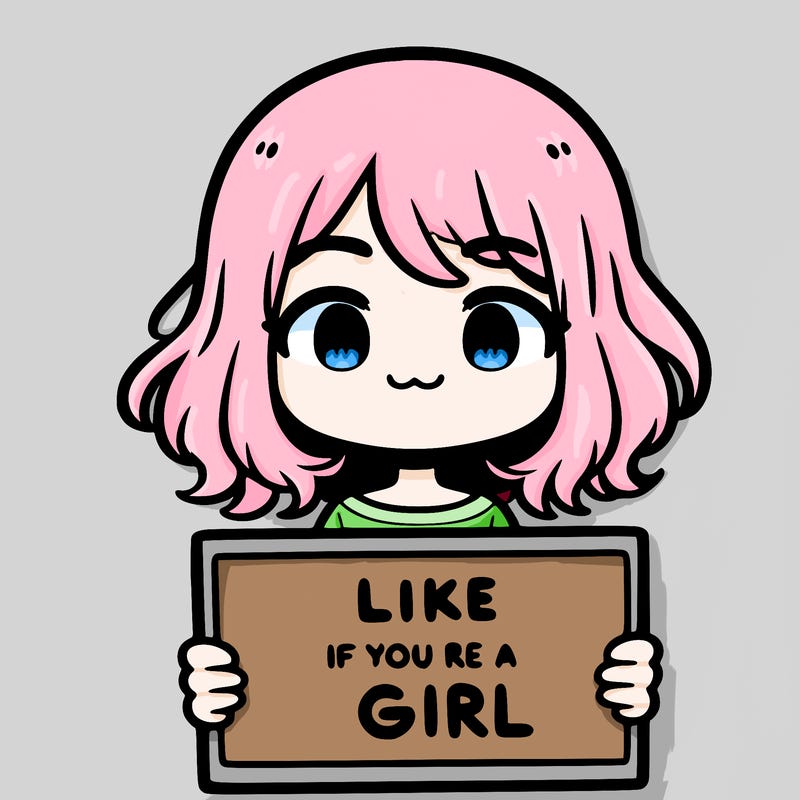a cute girl holding a sign that says like if you’re a girl