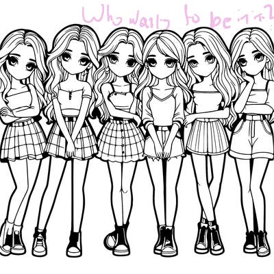 a group of girls realistic