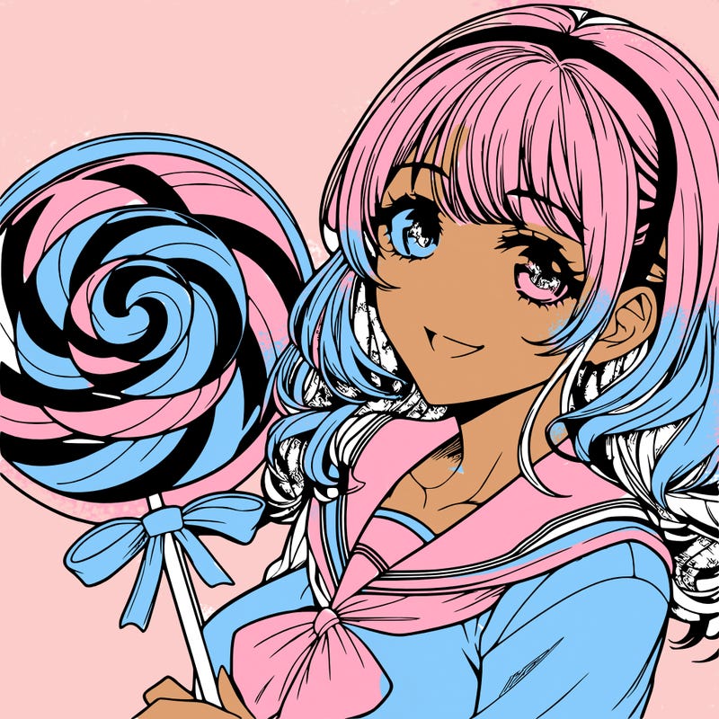 manga character woman candy realistic