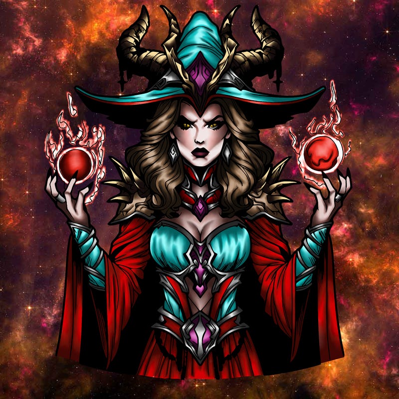 realistic evil sorceress fantasy chaos