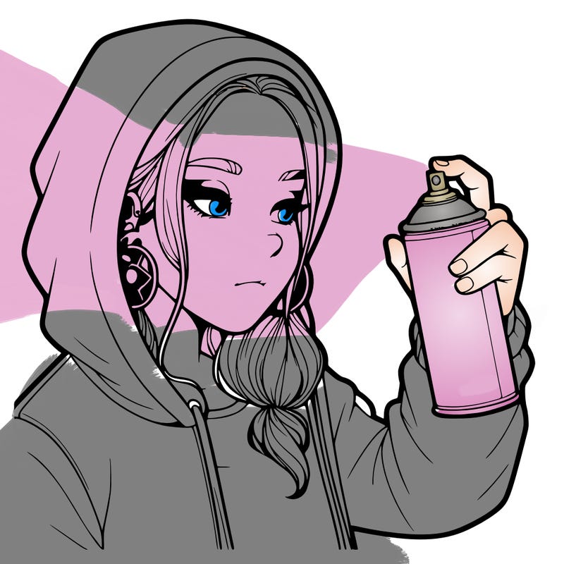 a realistic girl, spray painting
