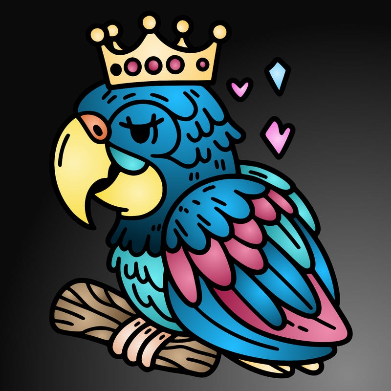 macaw with a crown
