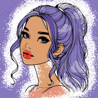 realistic girl with a ponytail on her hair and lips