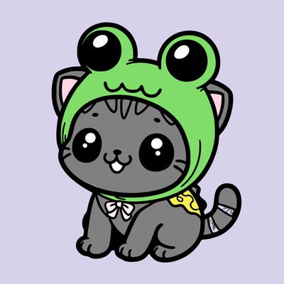 cute kitty in frog costume