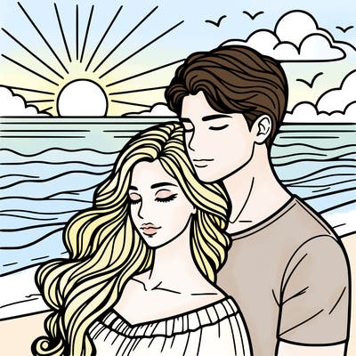 woman and man in sunset