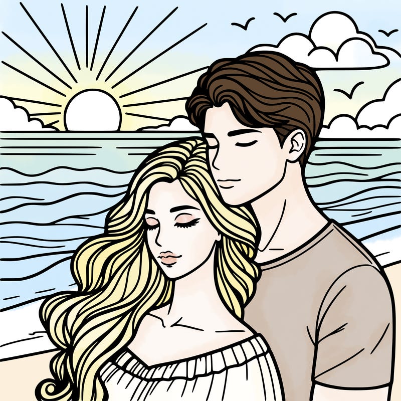 woman and man in sunset