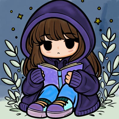 girl in oversized hoodie reading a book