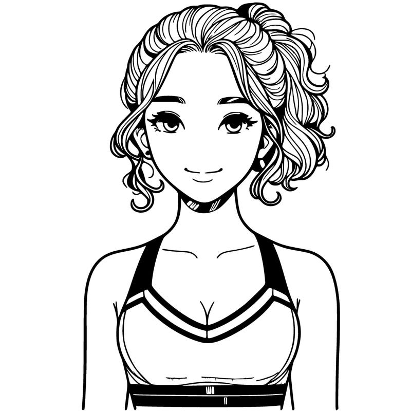 realistic  girl in sports bra