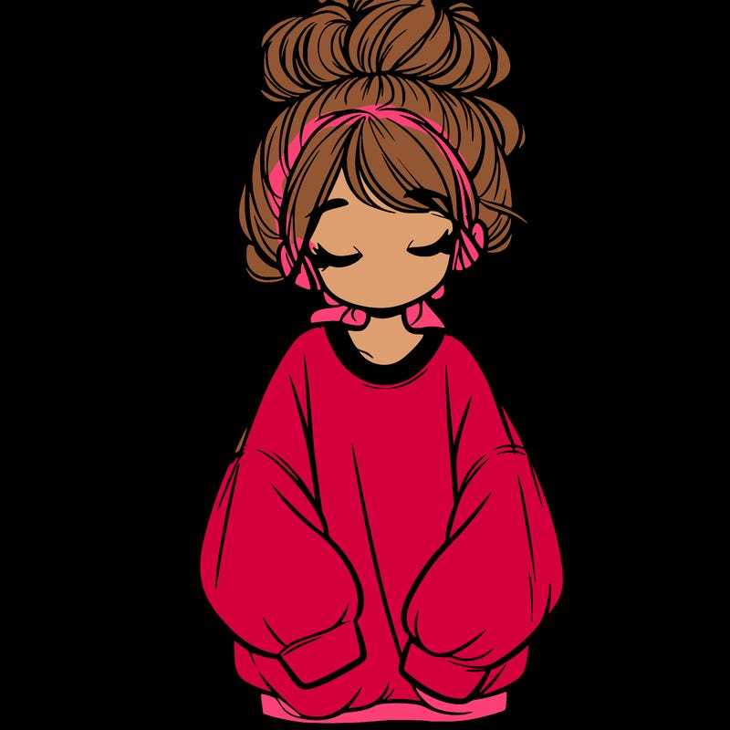 girl with baggy sweatshirt and messy bun