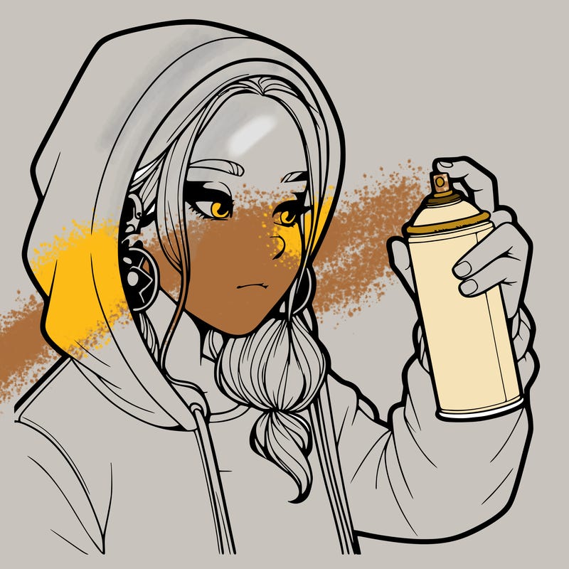 a realistic girl, spray painting