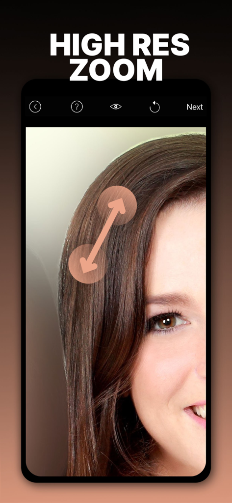 Recurso de zoom de alta resolução para edição de fotos com precisão no aplicativo Efeito de Desfoque de Foto