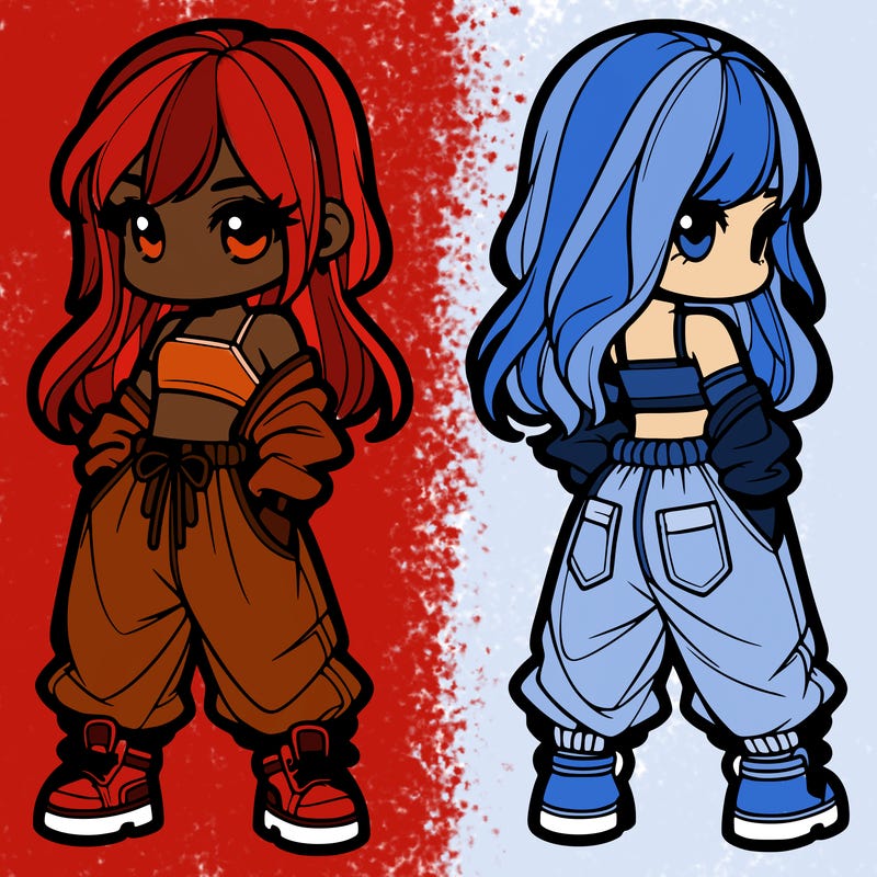 girl in crop top and baggy pants