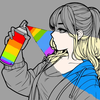 a realistic girl spray, painting